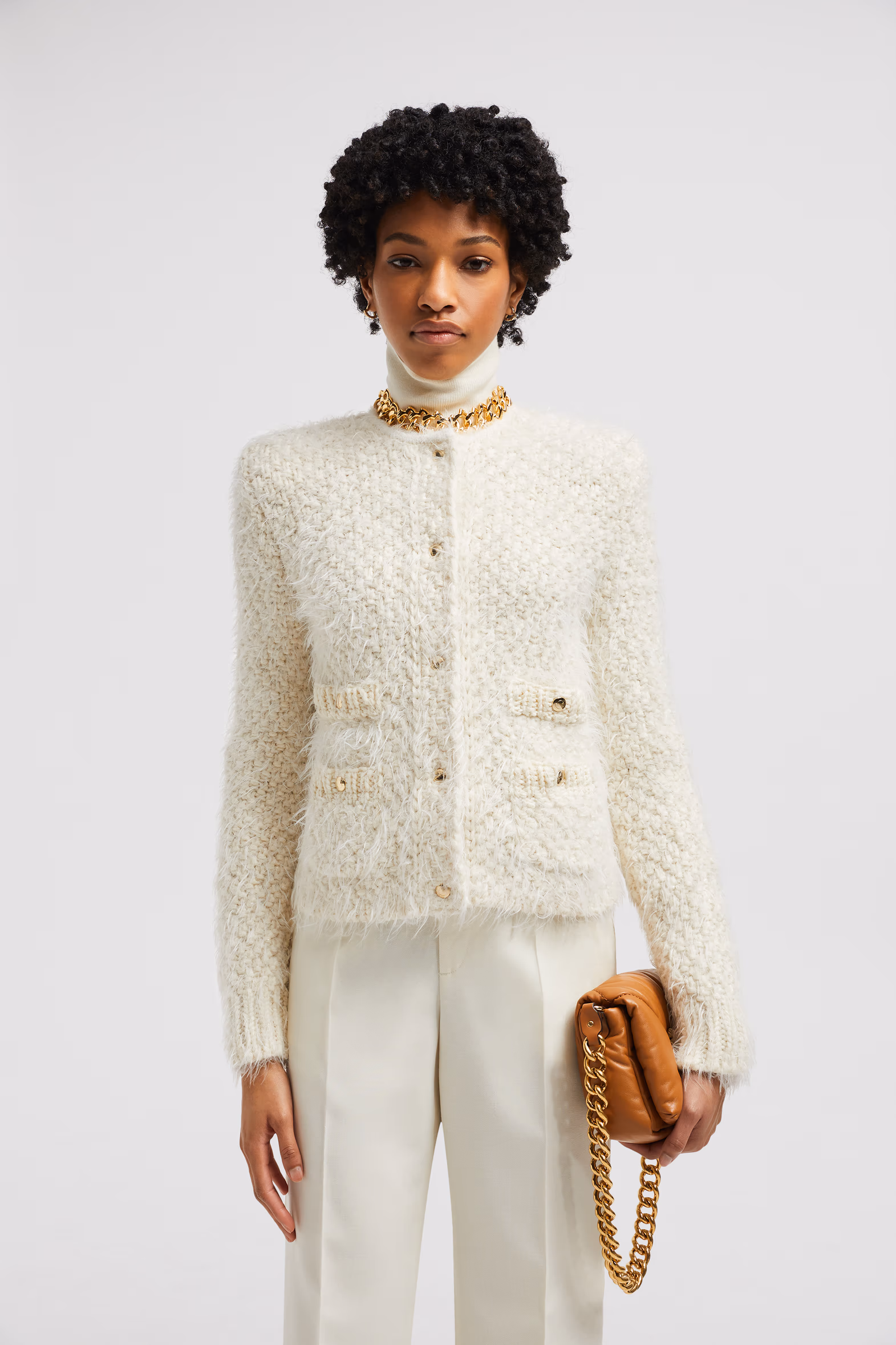 Sudadera acolchado de mezcla de lana Mujer Blanco Moncler 0